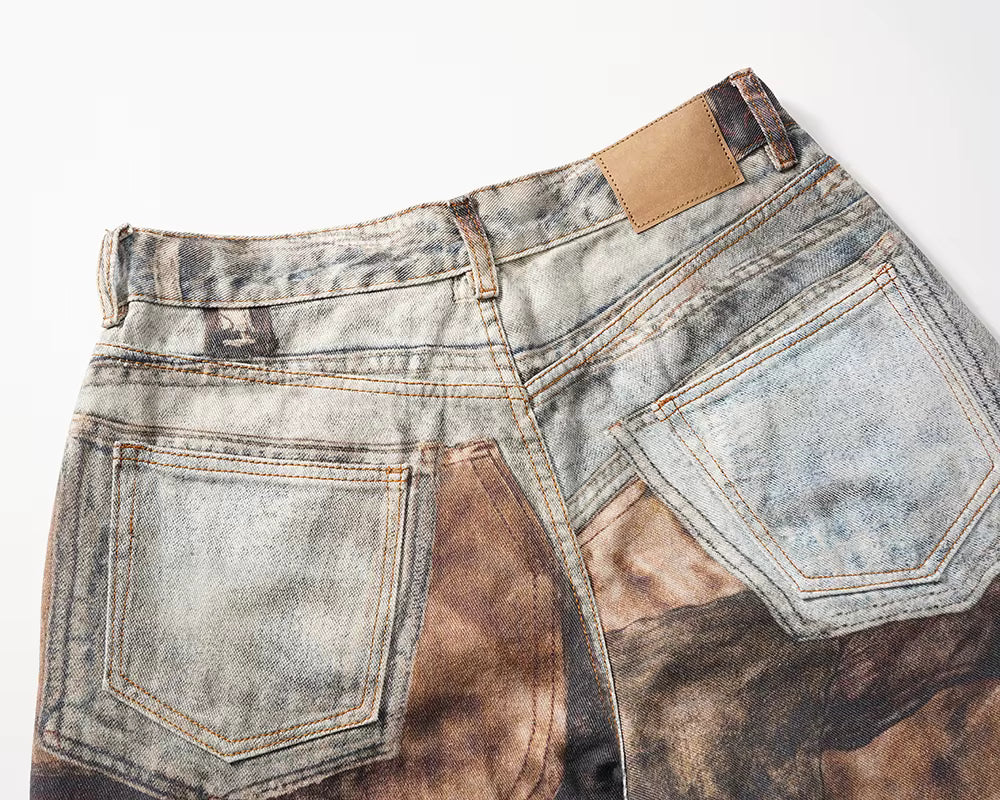 Patchwork Frayed Denim – Baggy Fit