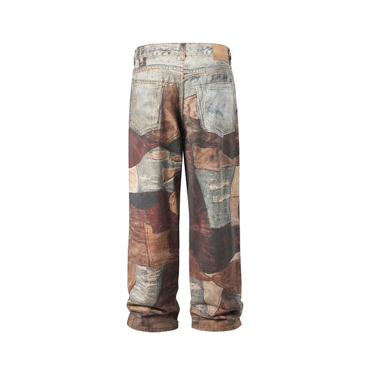 Patchwork Frayed Denim – Baggy Fit