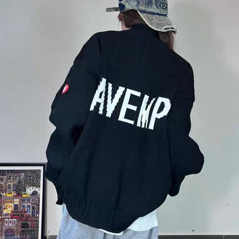 CAVEMPT Mockneck Zip Sweater — Black