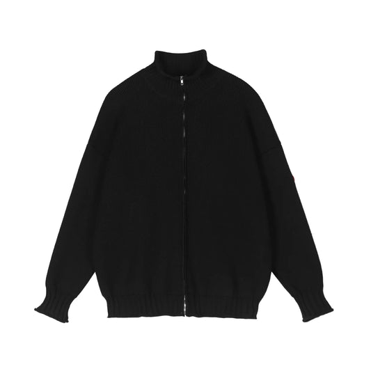 CAVEMPT Mockneck Zip Sweater — Black
