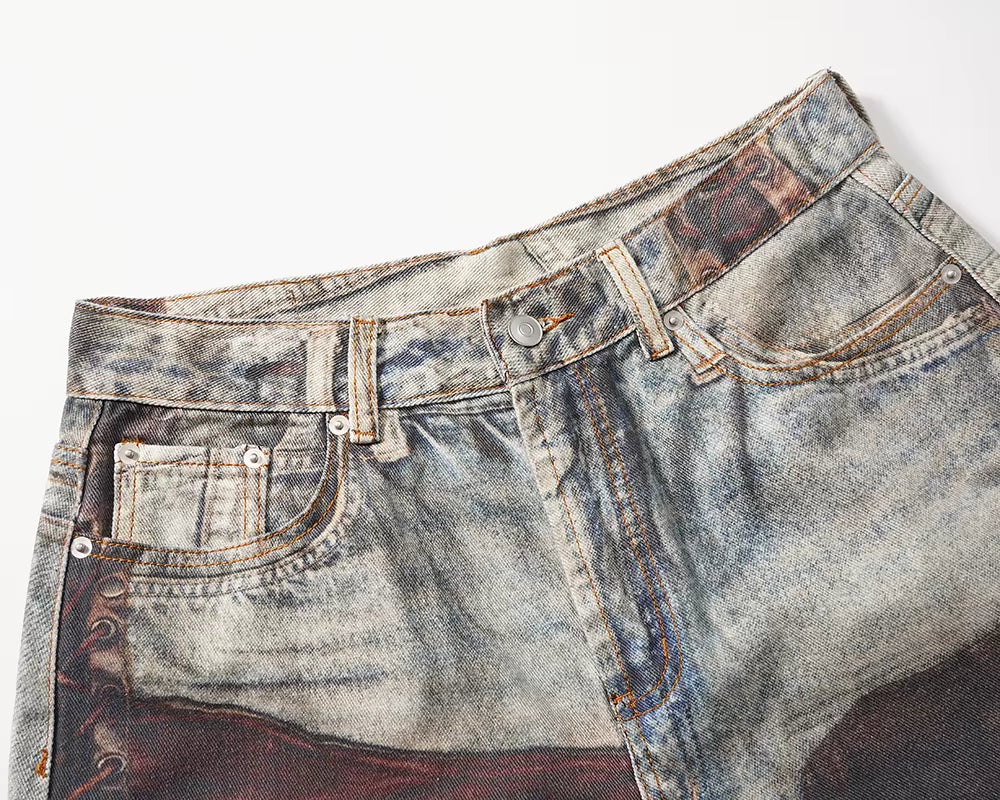 Patchwork Frayed Denim – Baggy Fit