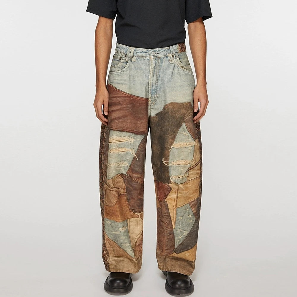 Patchwork Frayed Denim – Baggy Fit