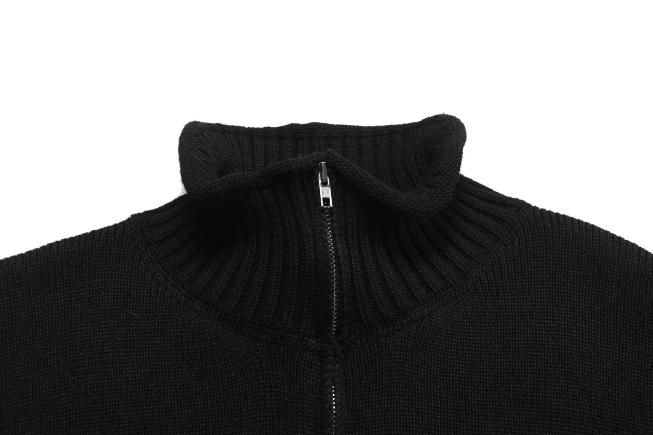 CAVEMPT Mockneck Zip Sweater — Black