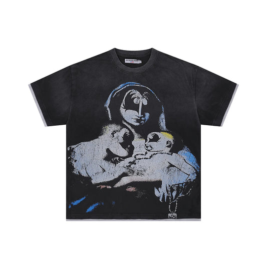 Vintage Washed Graphic Tee — Black