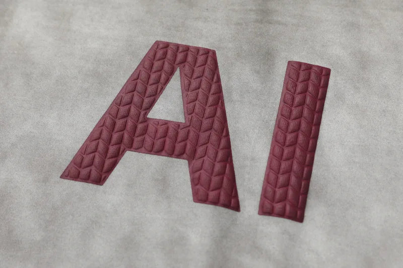 AI Foam Print Washed Long-Sleeve Tee — Grey