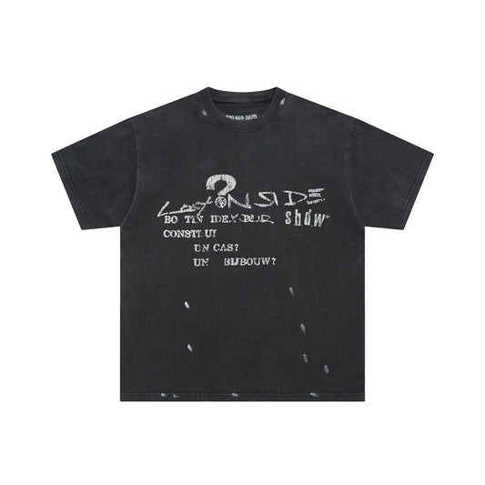 Distressed “OUTSIDE” Tee – Black Edition