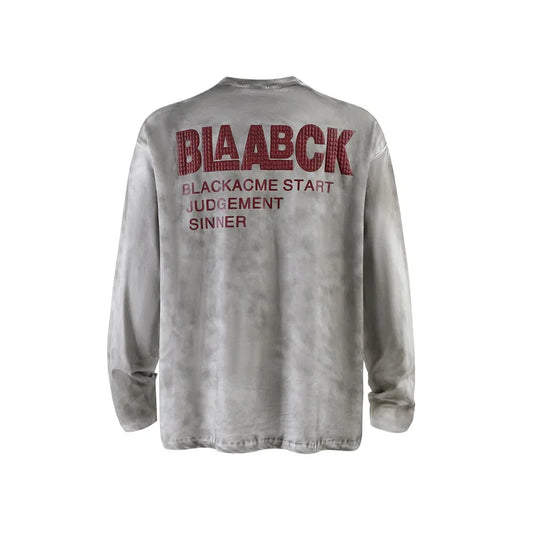 AI Foam Print Washed Long-Sleeve Tee — Grey