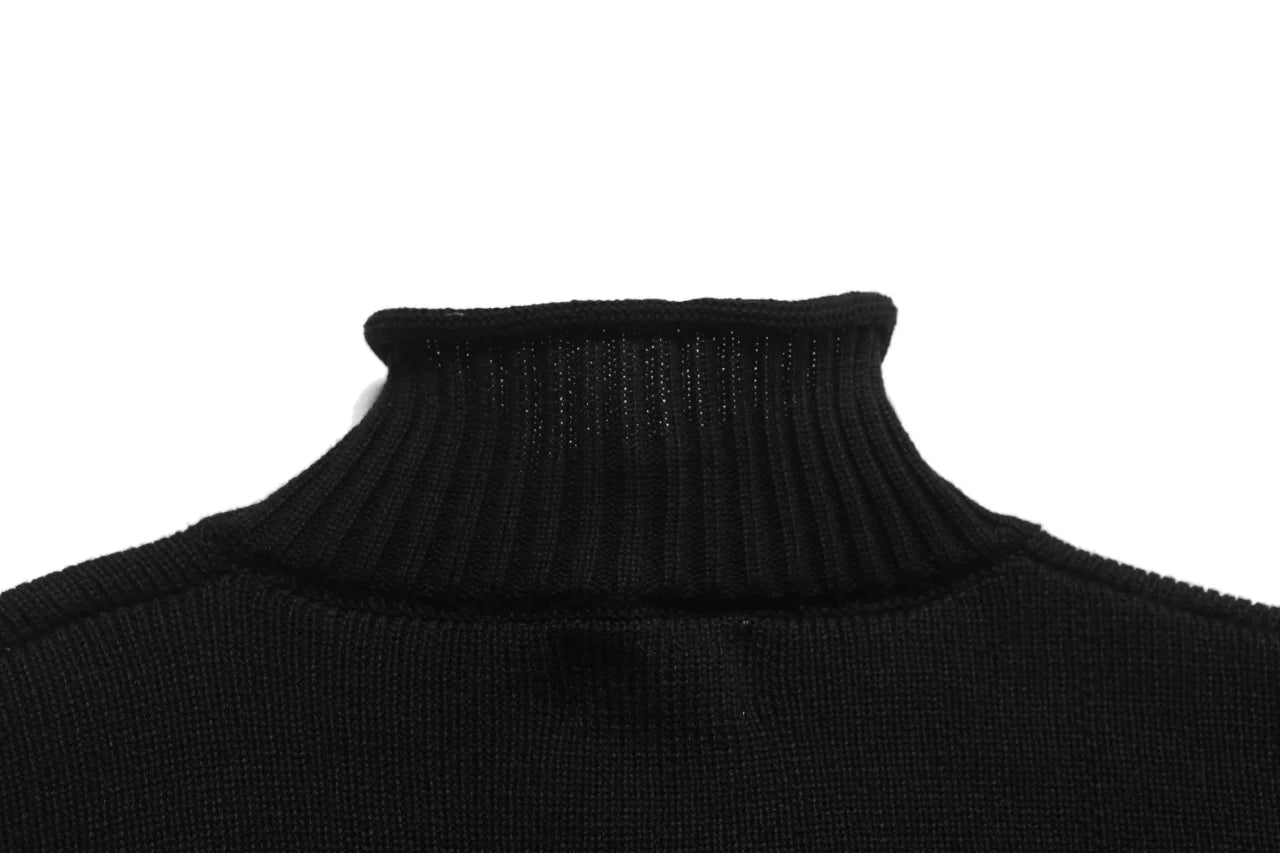 CAVEMPT Mockneck Zip Sweater — Black