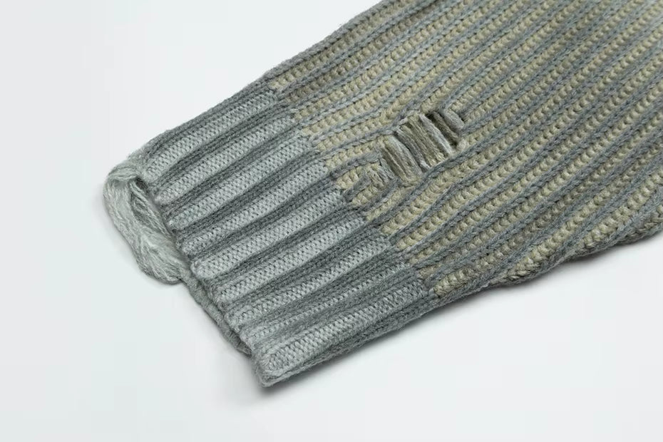 Distressed Washed Knit Sweater — Oversized