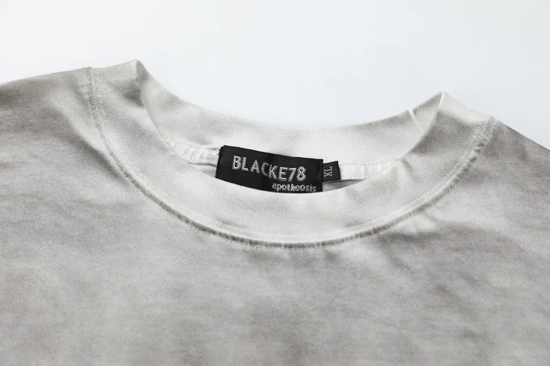 AI Foam Print Washed Long-Sleeve Tee — Grey