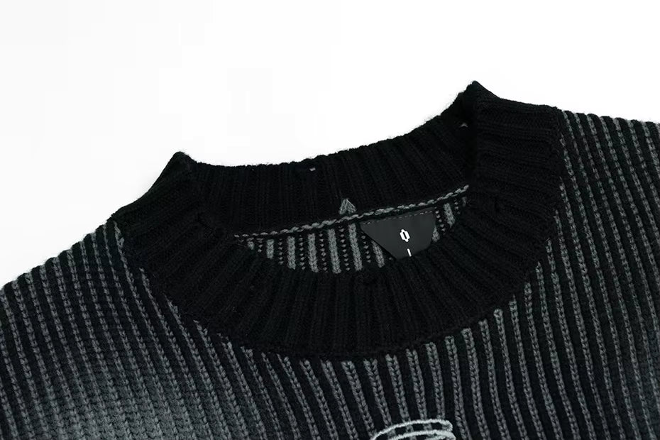 Distressed Washed Knit Sweater — Oversized