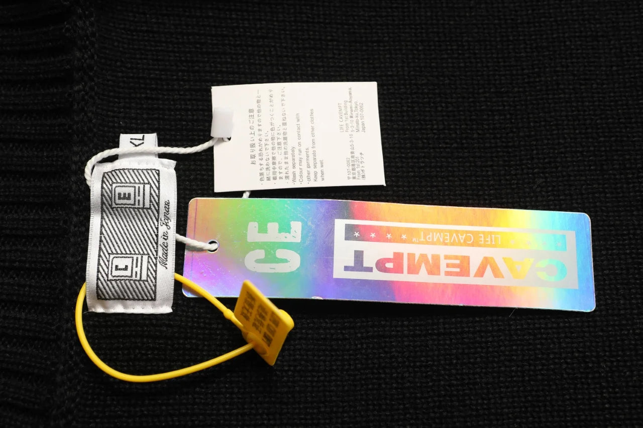 CAVEMPT Mockneck Zip Sweater — Black