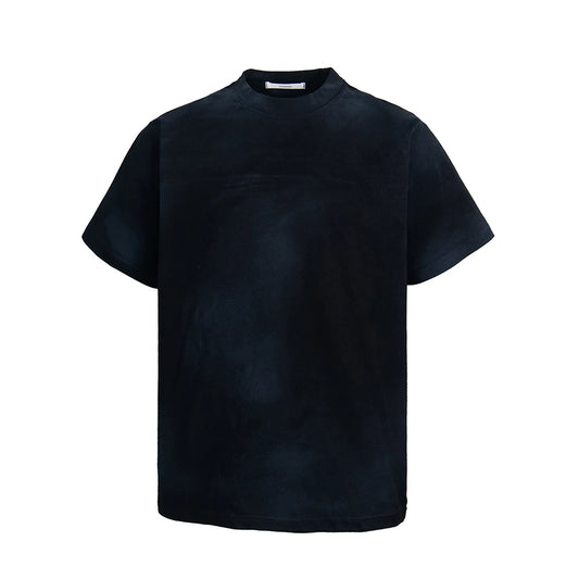 Minimal Black Vintage-Washed Tee — Structured Neck