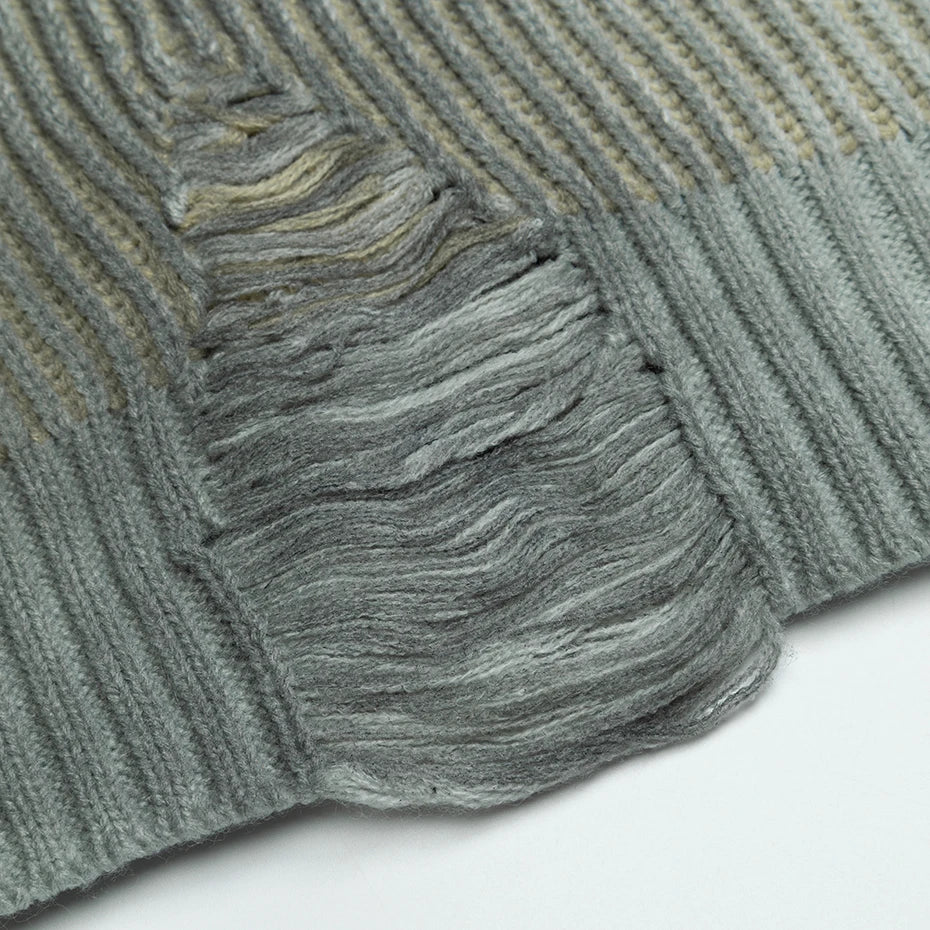 Distressed Washed Knit Sweater — Oversized