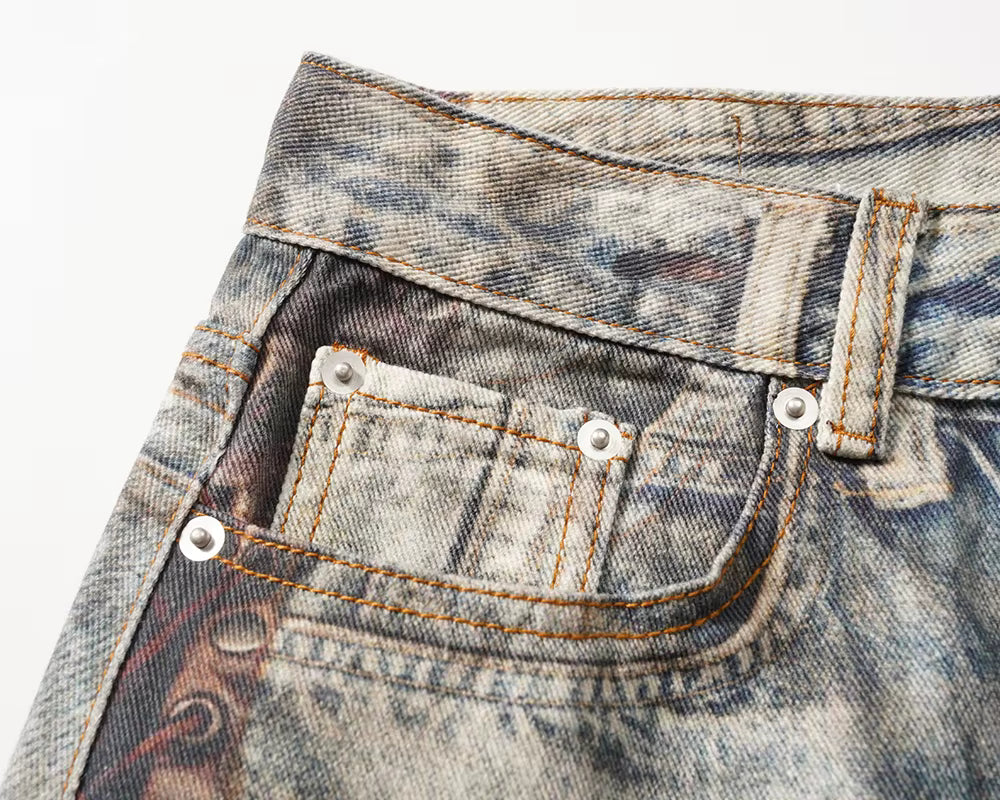 Patchwork Frayed Denim – Baggy Fit