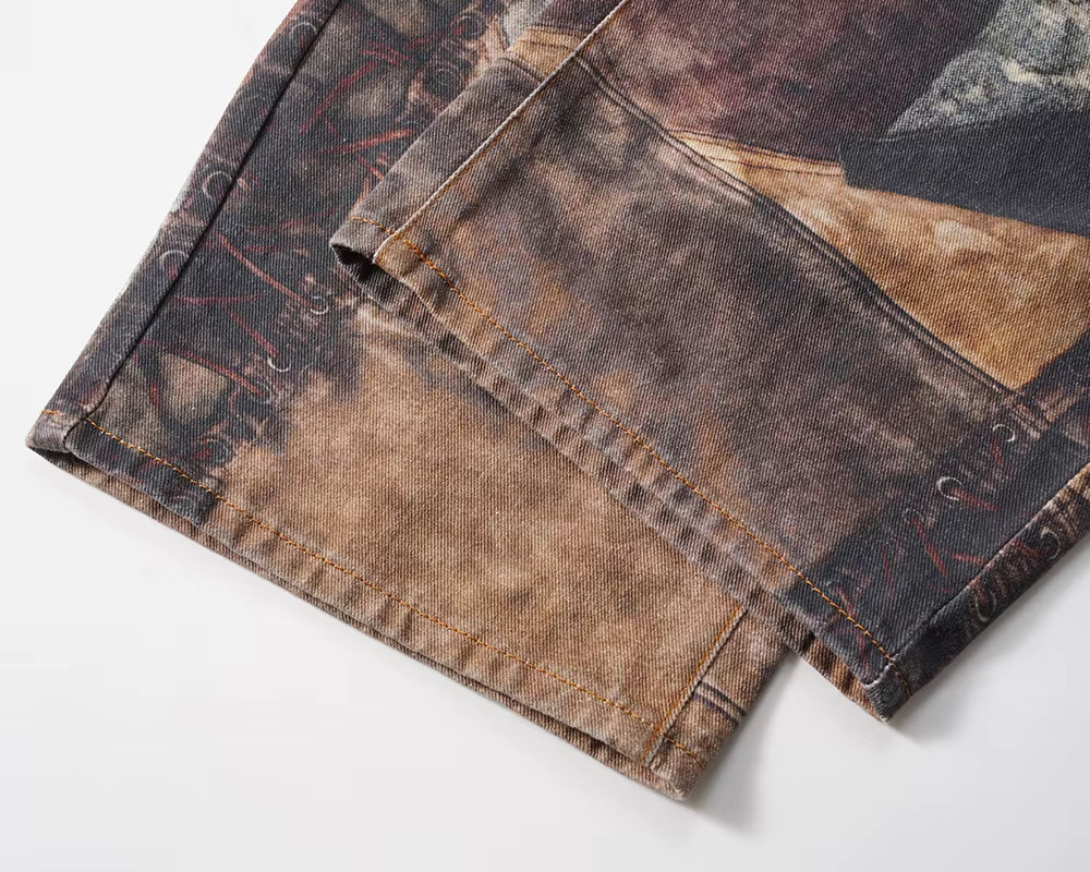 Patchwork Frayed Denim – Baggy Fit